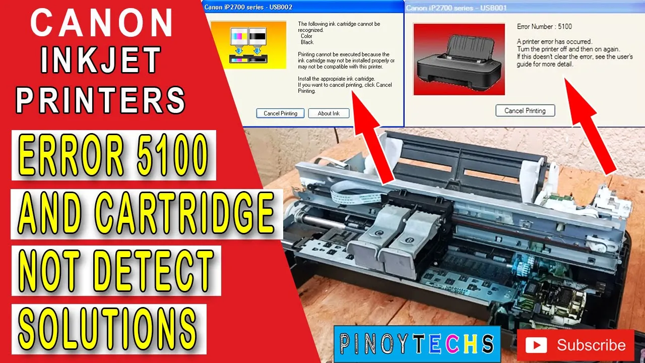 Mengatasi Error 5100 pada Printer CANON IP2770, MP237, MP287 dll [ Error Number : 5100 ]. 