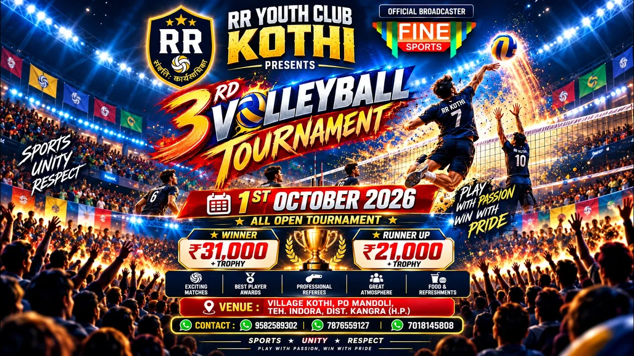 KOTHI (KANGRA, HP) || ALL OPEN VOLLEYBALL TOURNAMENT LIVE @FineSportsLive 2026-10-01 15:36