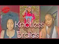 Small Knotless Braids with beads on the end