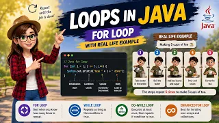 Loops in animated way Java for loop with real life example