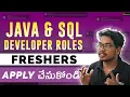 Java Developer and SQL hiring Freshers Software Jobs Telugu IT Jobs