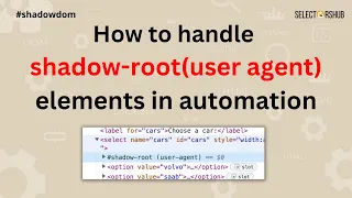 How to handle shadow-root user agent in selenium Automate user agent shadow dom