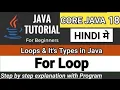 For Loop in Java For Loop in Java in Hindi For Loop in Java Programming