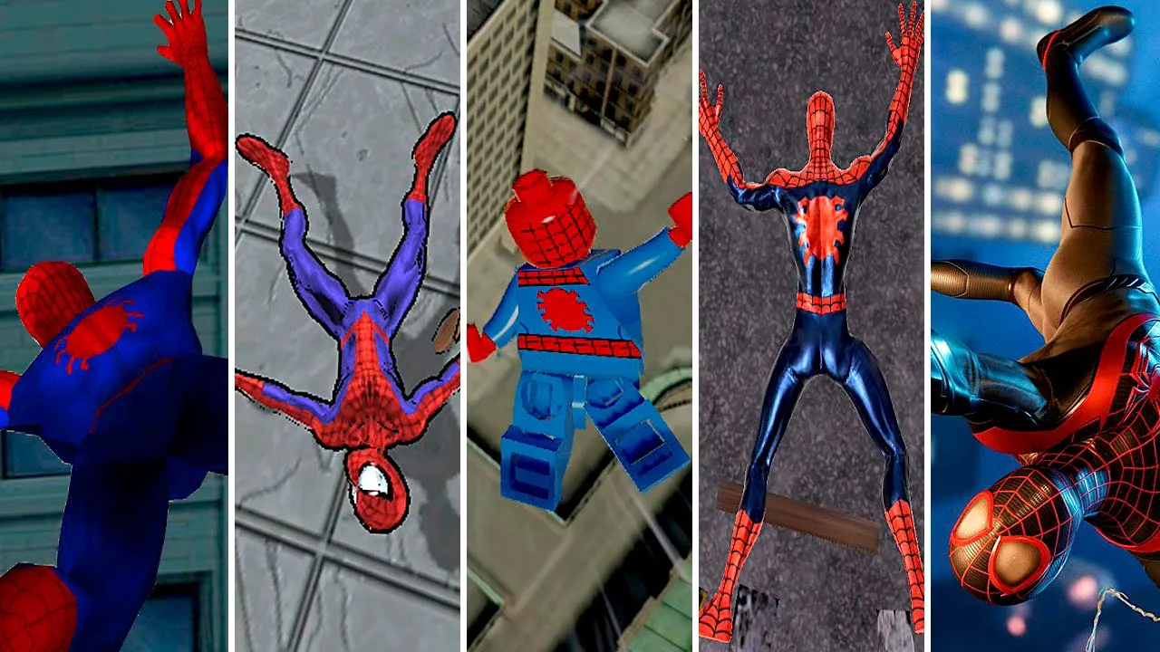Evolution of Spider-Man Falling Down in Games 1982 - 2022