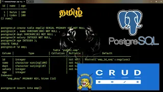 CRUD in Postgres CMD Create read update Delete in Pgsql in Tamil