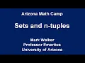 Lecture 1 A Sets and n-tuples