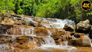 Real Video 4K - Relaxing walk in the most beautiful damnak kbon waterfall place
