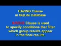 How to use HAVING Clause using SQLite