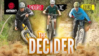 1 hour 3 bikes 1 winner xc bike vs enduro bike vs ebike