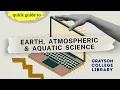 Earth Atmospheric and Aquatic Science Quick Guide