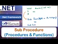 Sub Procedure No Return Type With Without Arguments Procedures Functions VB Net