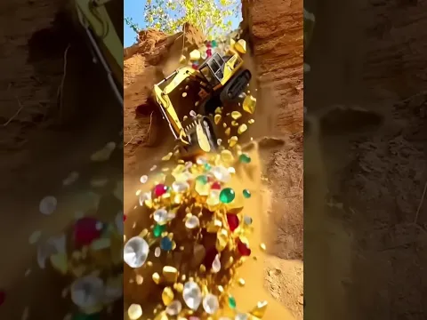 Excavator fall with gem 🤪