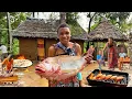 Quick \u0026 Easy Grilled Fish Recipe🐟🔥Installing Outdoor Tiles🧱Building Dream Home in African Village