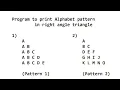 C program to print alphabets in right angle triangle pattern
