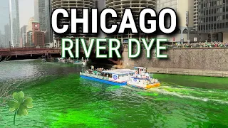 Chicago River Dyed Green in St Patrick s Day Experience on Saturday March 15 2025 4K
