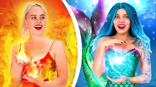 Mermaid Girl vs Fire Girl! A Superpower Mix-Up