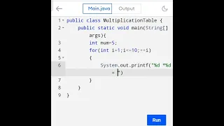Multiplication table in Java