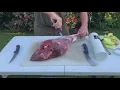 Boning out the back leg of a deer