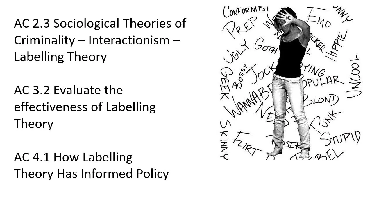 Unit 2 ACs 2.3, 3.2, 4.1 Sociological Theories - Interactionism - Labelling Theory