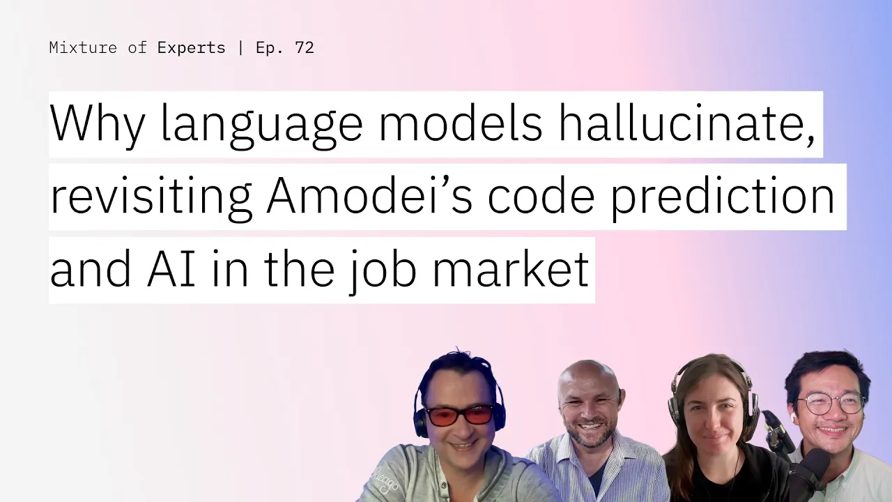 Poster for Why language models hallucinate, revisiting Amodei’s code prediction and AI in the job market