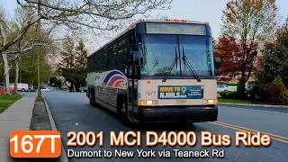 NJ Transit 167T Bus Ride Evening 2001 MCI D4000 7577 from Dumont to New York