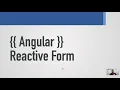 ANGULAR REACTIVE FORM PART 1