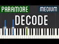 Paramore - Decode Piano Tutorial Medium