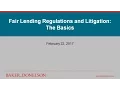 Fair Lending Regulations and Litigation The Basics