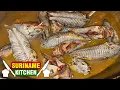 Surinaamse Klein Kwi Kwi Vis In Aroei Masala | Surinamese Smal l Hasa Fish With Arrowroot In Masala