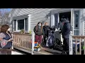 John Francis Quinlan Jr gets a special visit from the Weymouth DPW Vehicles Employees