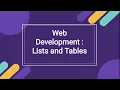 Web development list and tables