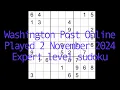 Sudoku solution - Washington Post Online 2 November 2024 Expert level