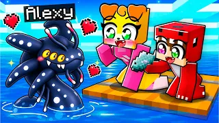 Fingí ser una BEBÉ LEVIATHAN en UNA BALSA en Minecraft! 😍🌊