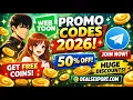 WEBTOON Promo Codes 2026 Get FREE Coins 50 OFF Working Codes