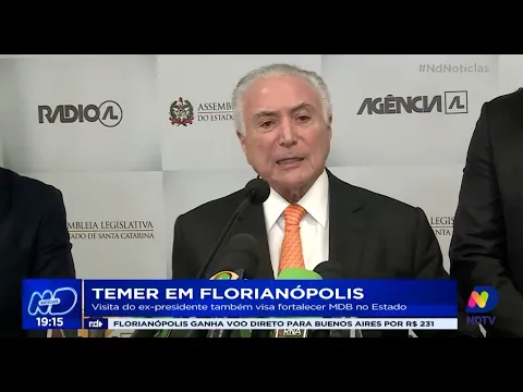 Temer em Florianópolis: visita do ex-presidente também visa fortalecer MDB no Estado