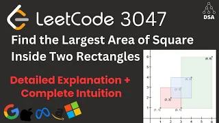 Find the Largest Area of Square Inside Two Rectangles LeetCode 3047 Medium Optimal Approach