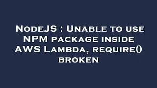 NodeJS Unable to use NPM package inside AWS Lambda require broken