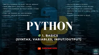 Python Programming 1 Basics Syntax Variables