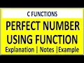 FIND PERFECT NUMBER USING FUNCTION IN C PROGRAMMING