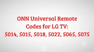 Onn universal Remote Codes
