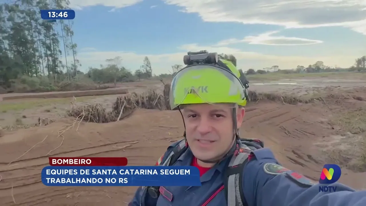 Equipes de bombeiros de Santa Catarina seguem trabalhando no Rio Grande do Sul