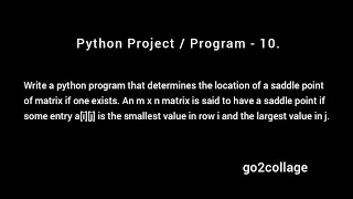 EP 10 Language Python Program Project I go2collage