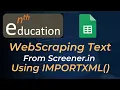Web Scraping from Screener in IMPORTXML Google Sheets Tutorial