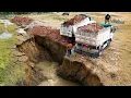 Download Lagu 5T Trucks Unloading Soil Filling a big lake and a sink land with small Dozer