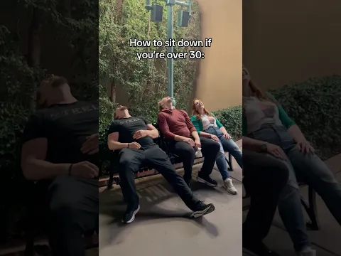 The aggressive groaning really helps. ๐ #disneyland #over30 #funny #oldpeopleproblems #sittingdown
