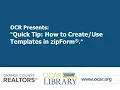 OCR Training Quick Tip Template