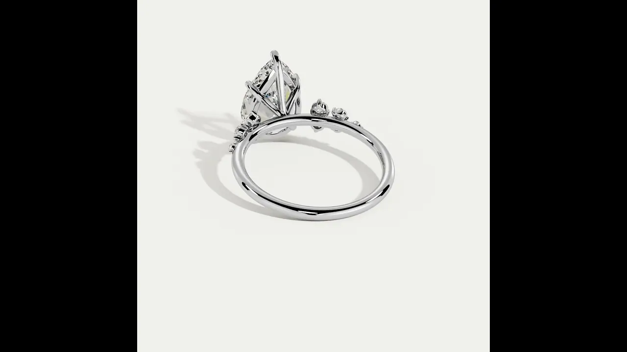 Sloane丨Pear Lab Diamond Engagement Ring with Floral Diamond Cluster Accents