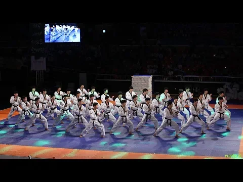 2018 uc81cuc8fc ud55cub9c8ub2f9 Jeju World Taekwondo Hanmadanguff0cOpening Ceremonyuff0cKukkiwon Demonstration Team uad6duae30uc6d0uff0cu56fdu6280u9662