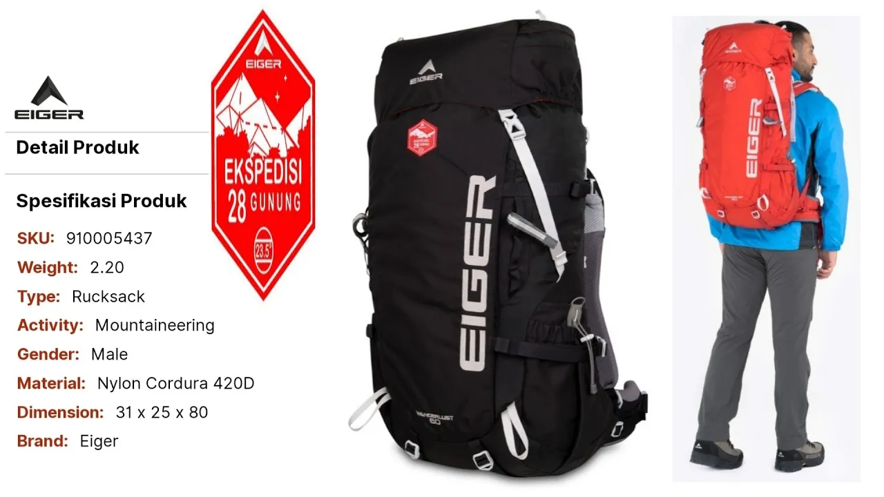 Review Tas Gunung EIGER RHINOS 60L - Independent Hikers