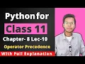 Python for Class 11 Operator Precedence Operators Chapter 8 Vishal Kumar in Hindi 2021